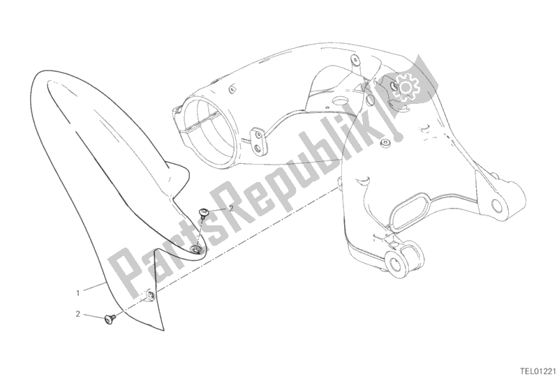 All parts for the Rear Mudguard of the Ducati Hypermotard 950 Thailand 2019